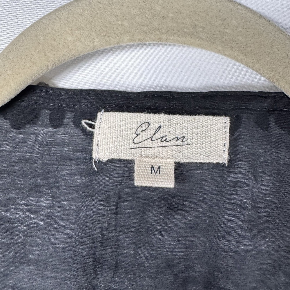 Elan Kimono Maxi Duster Black Print Lace Sheer Boho Festival Whimsygoth Sz M - Picture 5 of 11